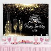 Schwarz Und Golden Funkeln Sterne 40 Geburtstag Hintergrund